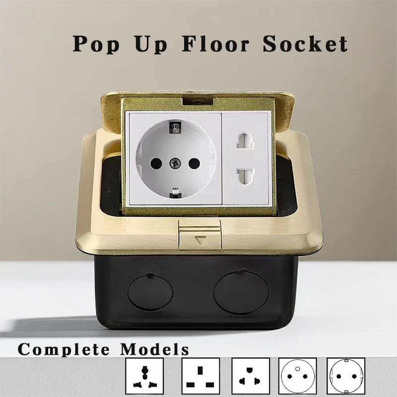 

100mm*100mm Pop Up Floor Socket EU/US/FR/UK/UN/Korea Plug Adapter,16A Power Hidden Countertop Socket Floor Outlet Covers Socket