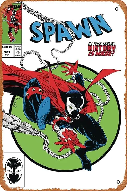 SPAWN #301 A MCFARLANE Vintage Comic Poster Tin Signs Wall Art Gift Bathroom Art Retro Anime Movie Metal Sign Coffee And Ba sign