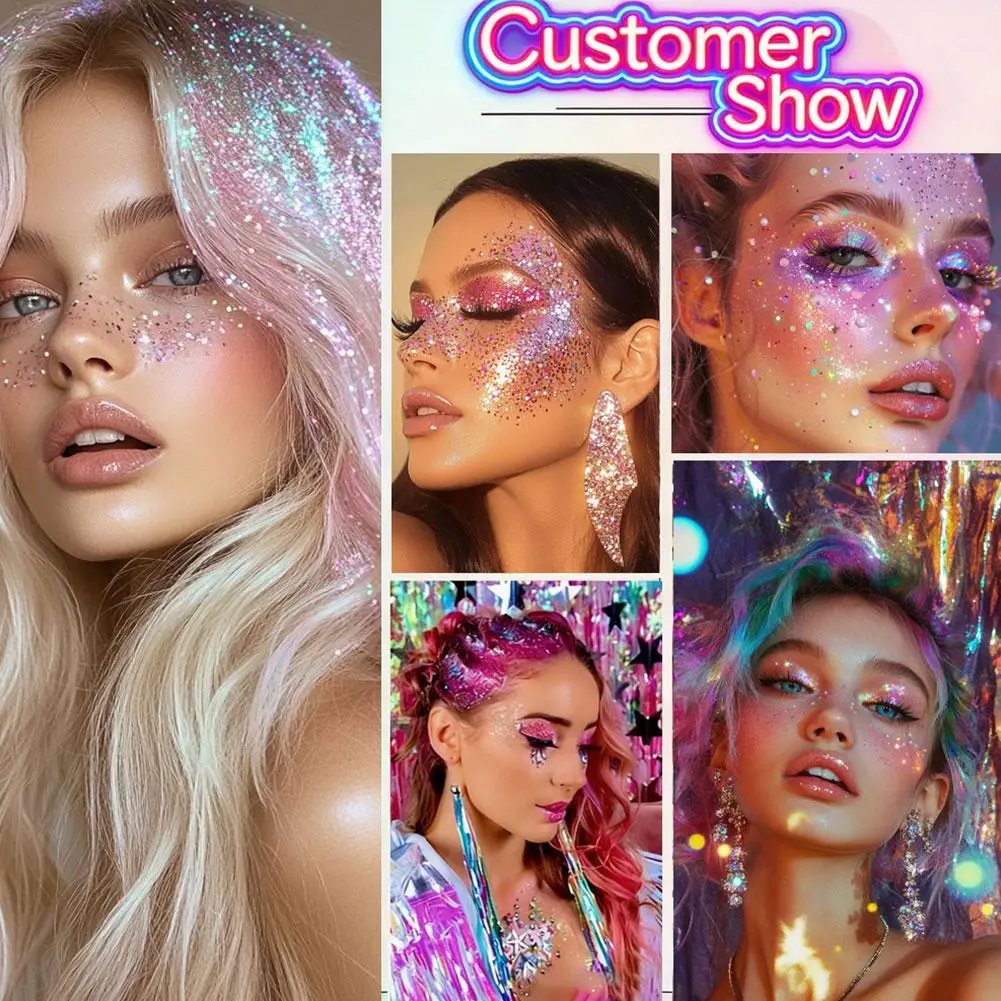 

2026 New Mermaid Sequin Glitter Gel Stick Waterproof Sparkling Body Hair Face Glitter Stick for Festival Party Cosplay