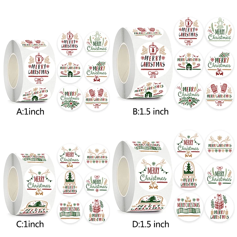 500pcs Merry Christmas Stickers Self-adhesive Holiday Stickers For Christmas Decor Wedding Party Cards Label DIY Gift