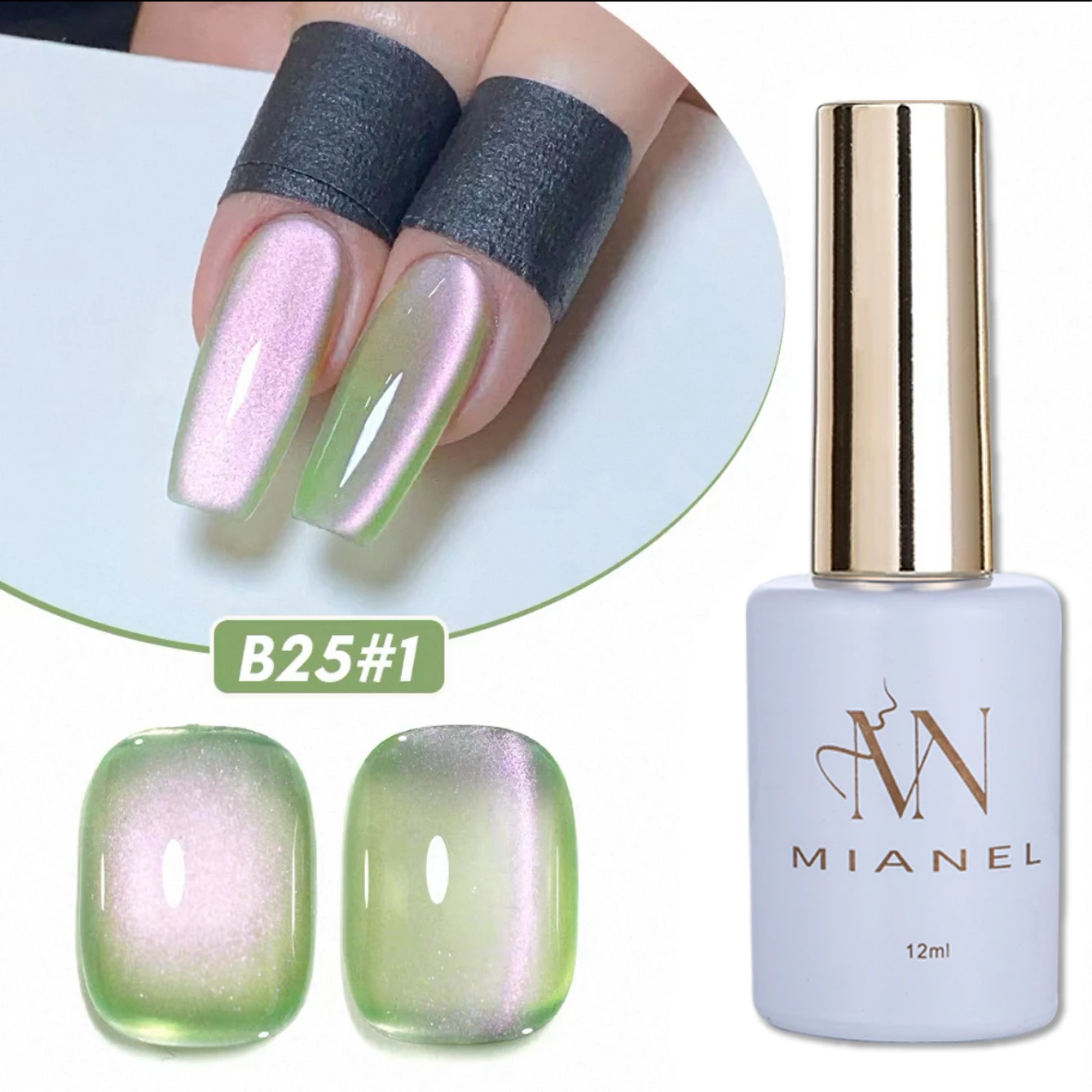 MIANEL 12 مللي الصيف الأظافر السوشي القط العين هلام طلاء الأظافر الفاكهة الخضراء القط العين طلاء الأظافر الساخن نمط كريستال تبييض الأظافر الوردي