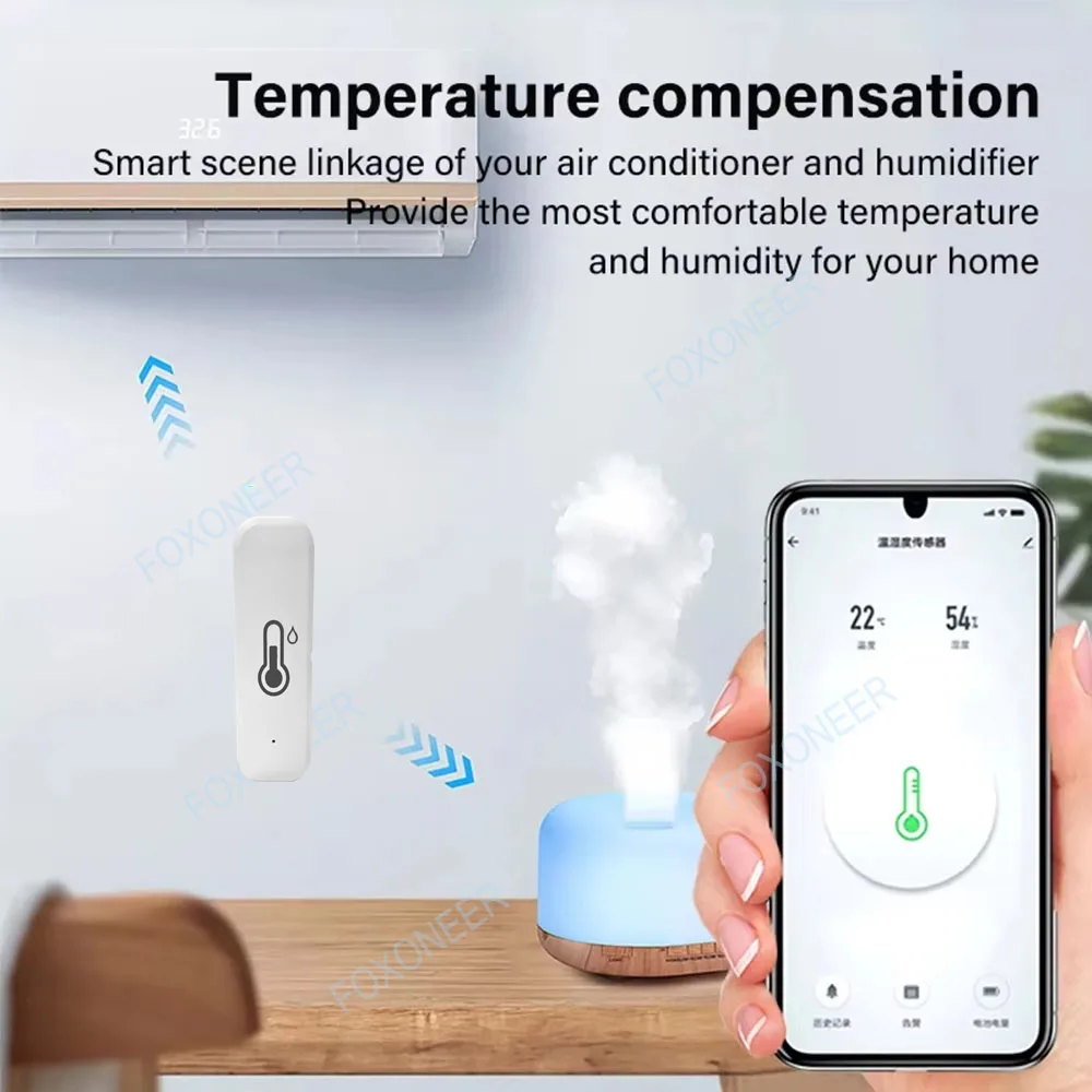 Tuya Smart Zigbee Temperature And Humidity Sensor App Control Indoor Thermometer Monitor Home Automation Works With Alexa Google