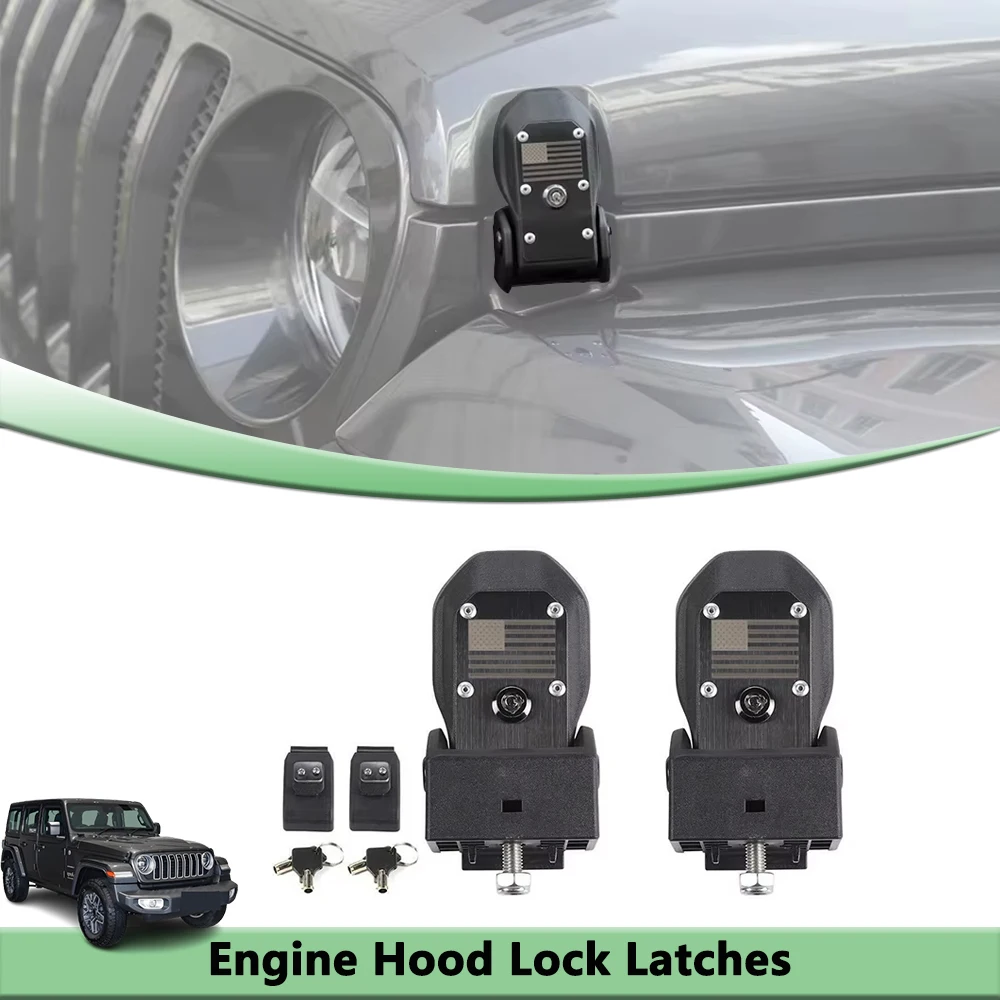 Cierres de Seguridad para Capó para Jeep Wrangler JL JLU 4XE Rubicon Sahara Sport Gladiator JT 2018-2025, Accesorios de Protección para Automóviles