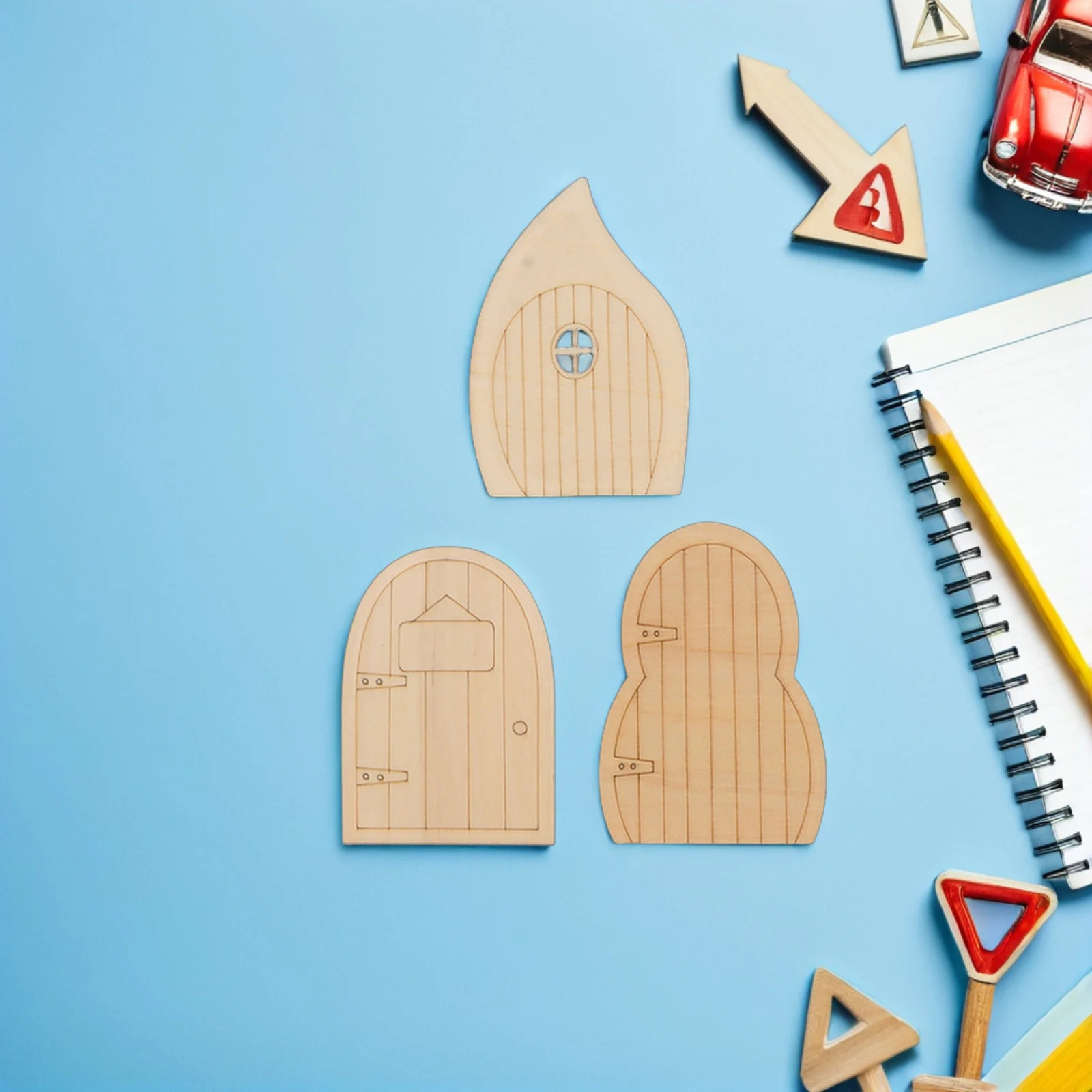 

60Pcs Fairy Garden Wooden Doors Unpainted DIY Miniature Craft Paintable Accessories for Trees Walls Outdoor Decor