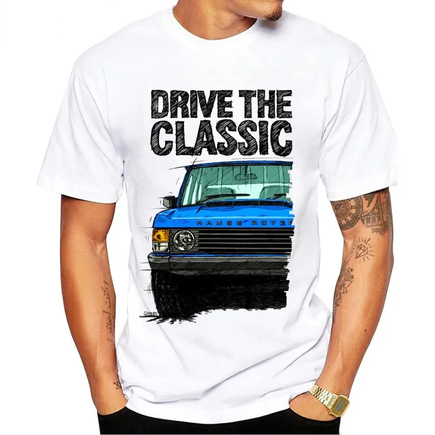 Summer Men Short Sleeve Drive The Classic Range Rover Off-Road Racing Man T-shirt Harajuku Car Design White Casual Boy Tee Top