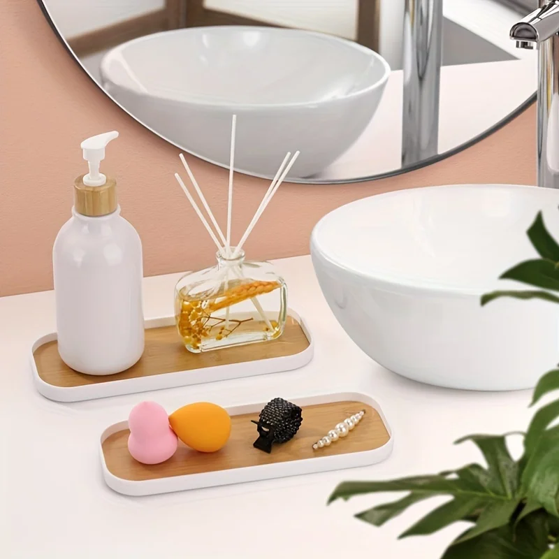 1pcs/2 Pcs Vanity Trays Bathroom Counter Trays, Multi Use Bathroom Trays for Perfume Candle Jewelry Home Decor