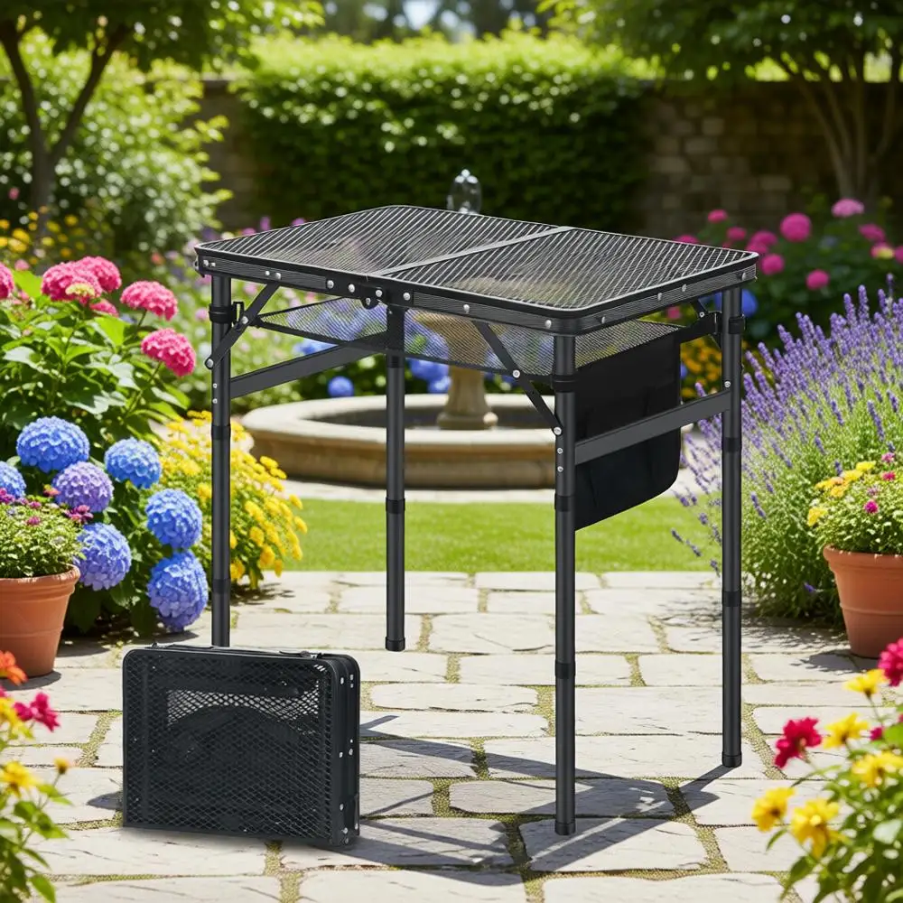 

Портативный стол для барбекю на открытом воздухе с регулируемой высотой и сумкой для хранения