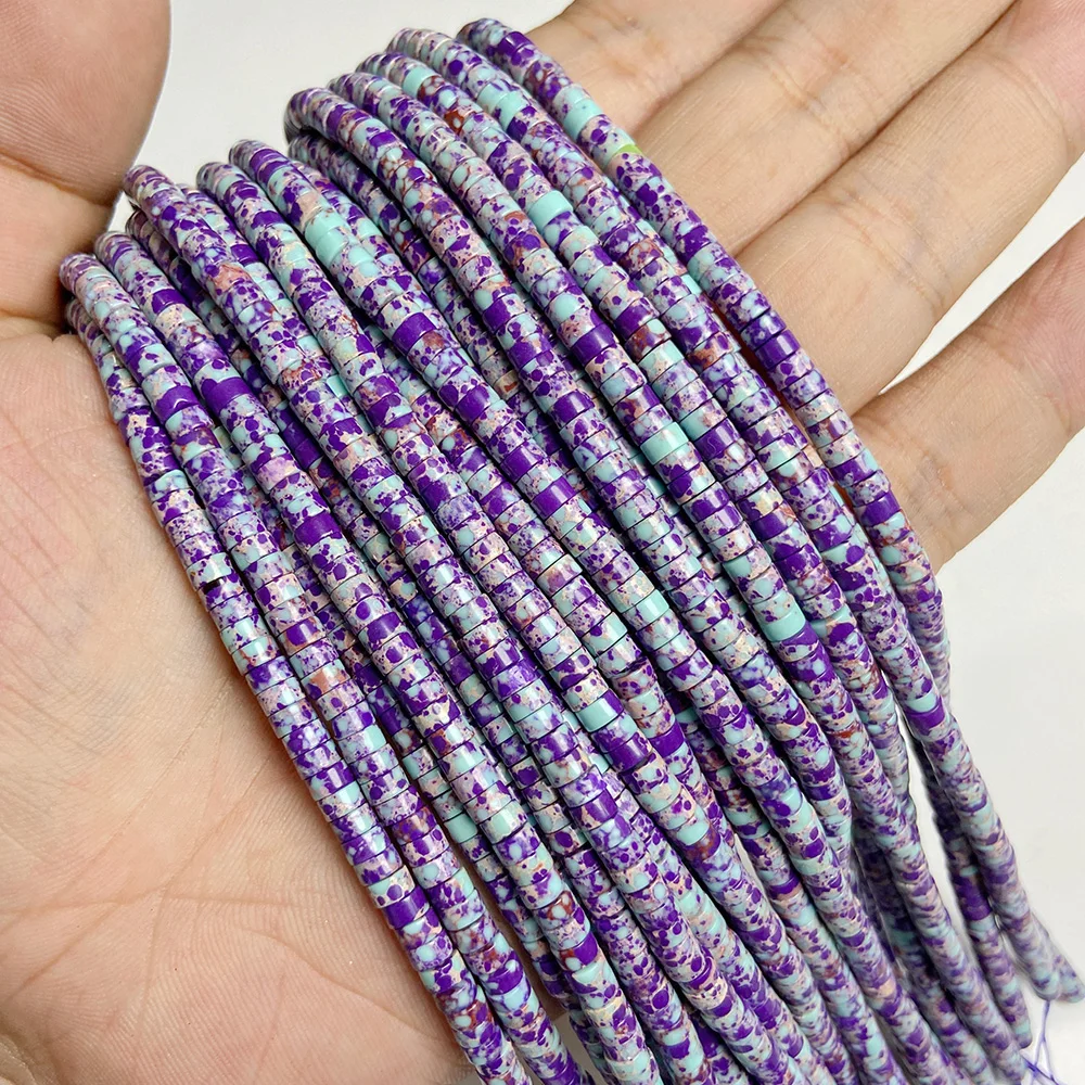 New Fashion Flat Disc Round Stone Bead 4x2MM Quartzs Imperial Agat Jaspers Loose Spacer Heishi Beads Jewelry Diy Accessories