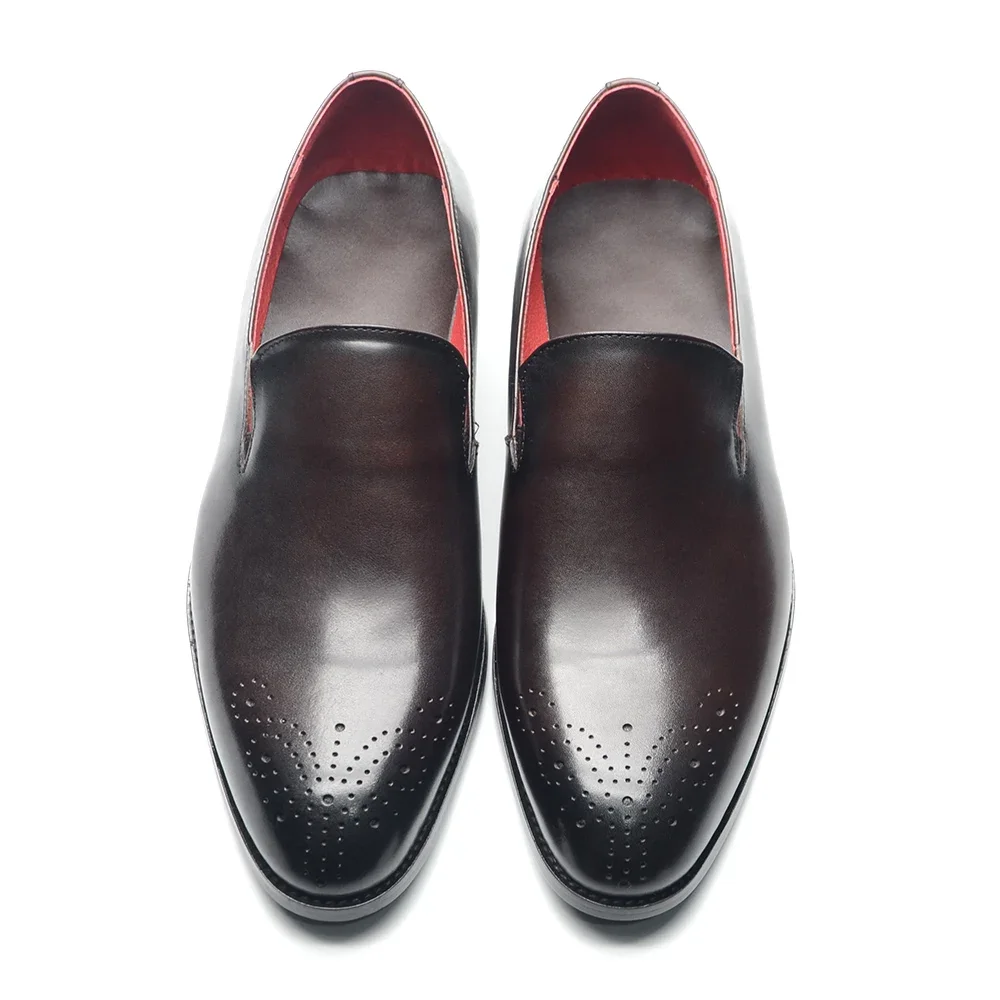 Mocassini formali da uomo classici in vera pelle Original Party Wedding Slip-on Dress Shoes fodera rossa italiana calzature maschili di lusso