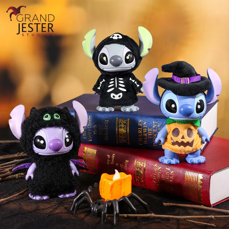 Figurka kolekcjonerska Enesco Disney Stitch na Halloween - wzór: Dyniowy Czarodziej Szkielet, zabawka anime na prezent