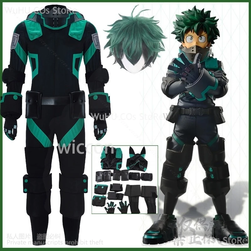 Anime My Heo Academia Cosplay Midoriya Izuku Costume Wig Black Battle Uniform Full Set Man Halloween Christmas Suit Customized