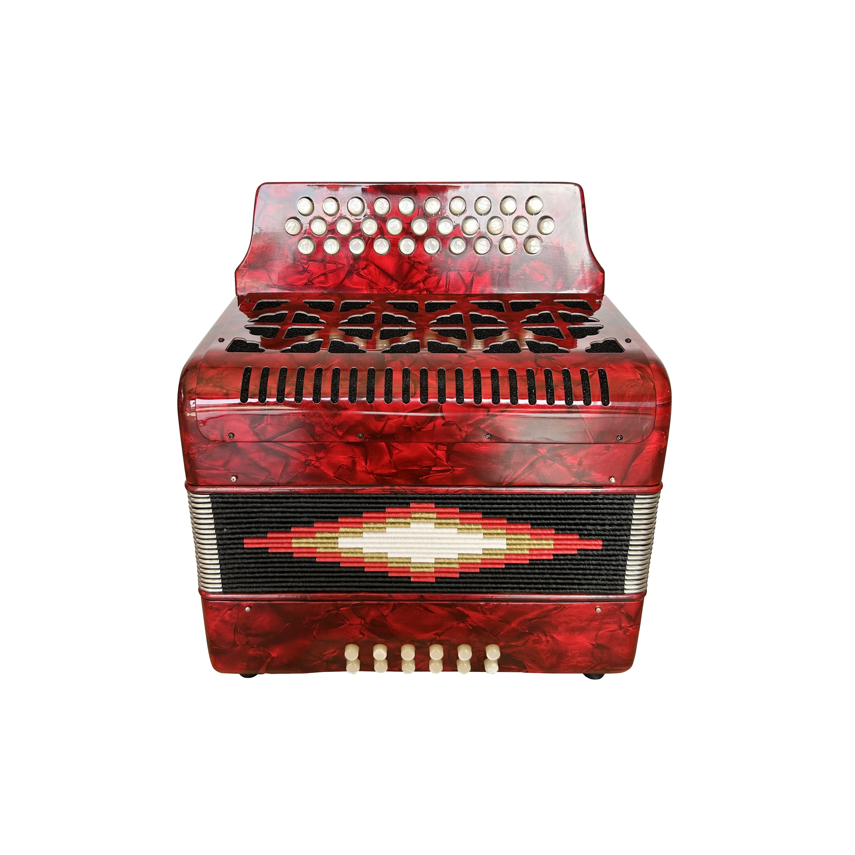 Professional Diatonic Accordion Instrument 31 Buttons with 12 Bass Cheap Red Button Acordeon JB3112A Made of Wood