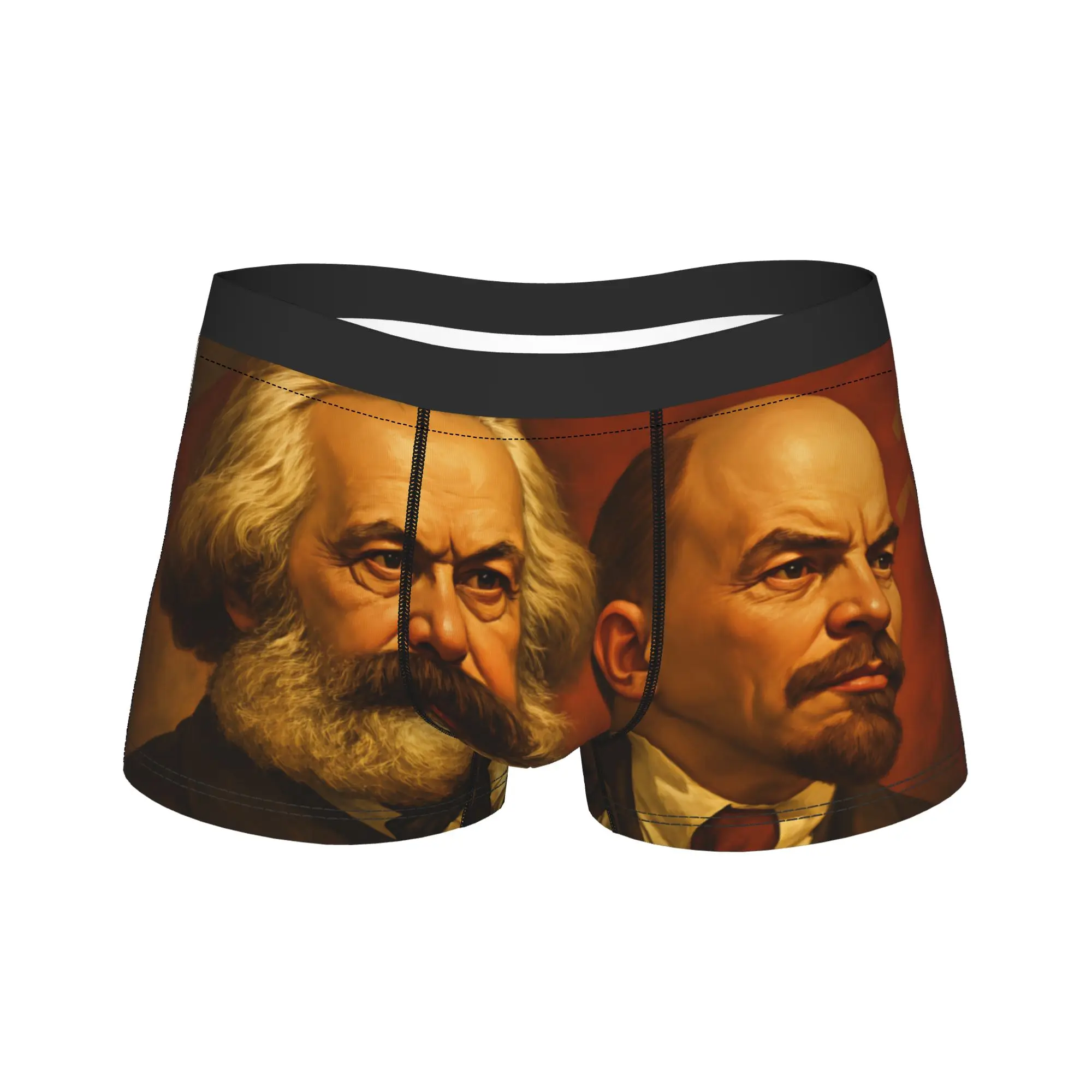 Karl Marx Engels and Lenin Underwear  Comfortable Underpants Custom Shorts Briefs For Men 3D Pouch Large Size Boxer Shorts