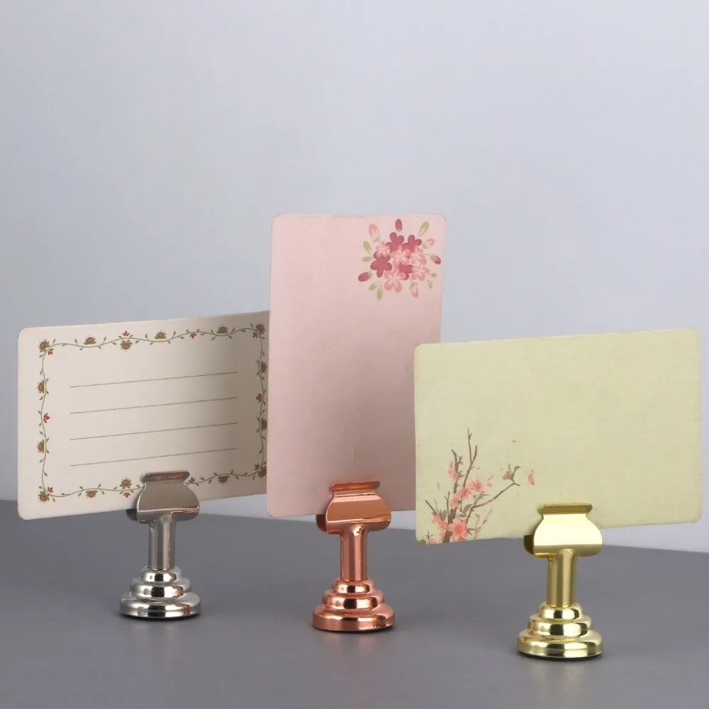 New Metal Table Number Holder Circular Base Vertical Desktop Display Clip Reusable Place Card Holder Restaurant Display