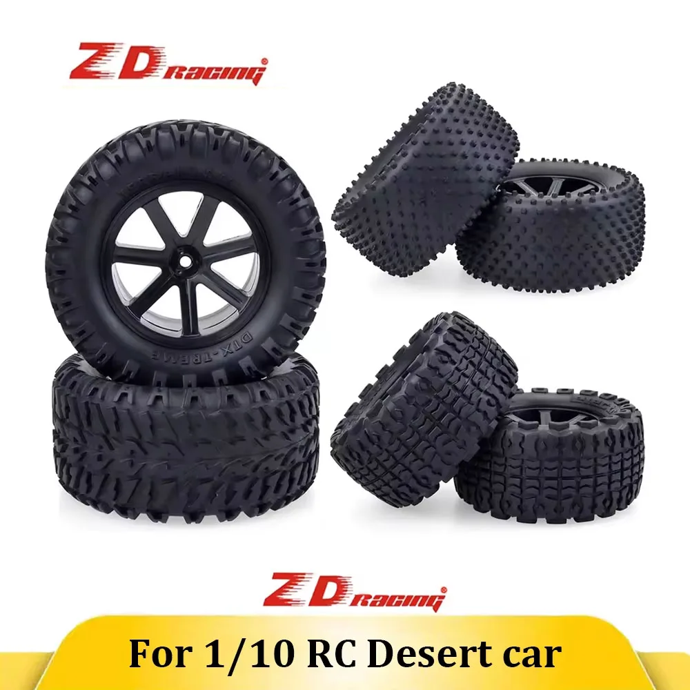 

ZD Racing 4pcs 1/10 Desert Truck Wheels Tires – 110MM/112MM RC Rubber, 12mm Hex Hub | For Off-Road RC Cars