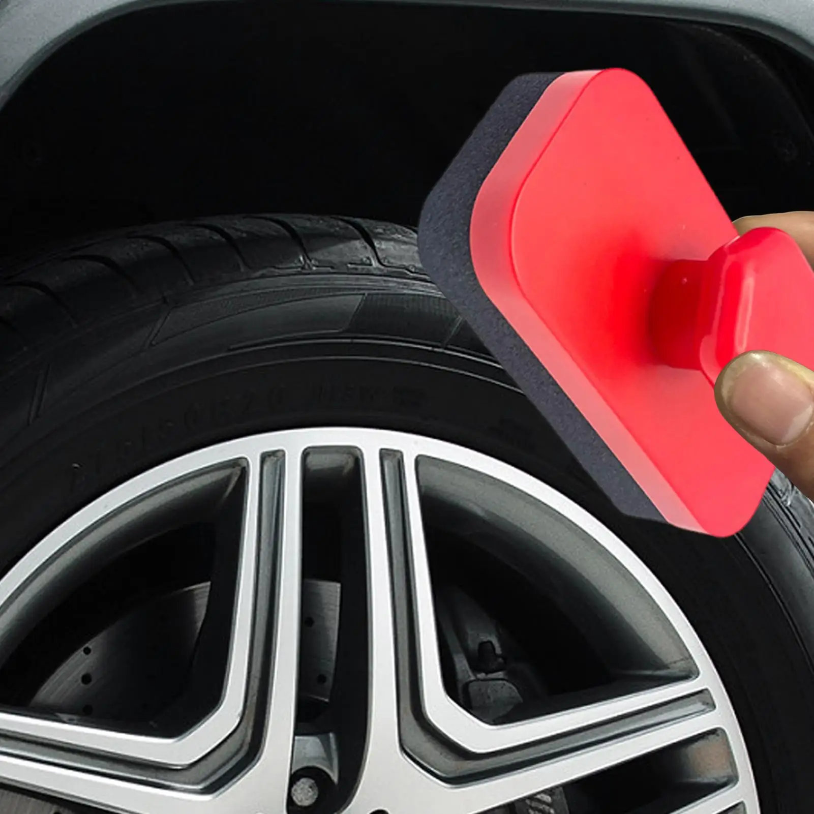 Tire Shine Applicator Tire Sponge With Lid Reusable Brush For Applying Care Wash Cleaning Exterior Interior Trim Detailing