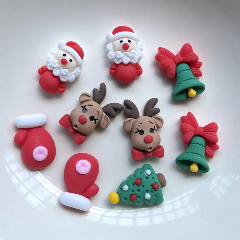 Mixed loading 20pcs resin Coloured drawing cute christmas series Flat back stone Scrapbook DIY Christmas ornaments craft