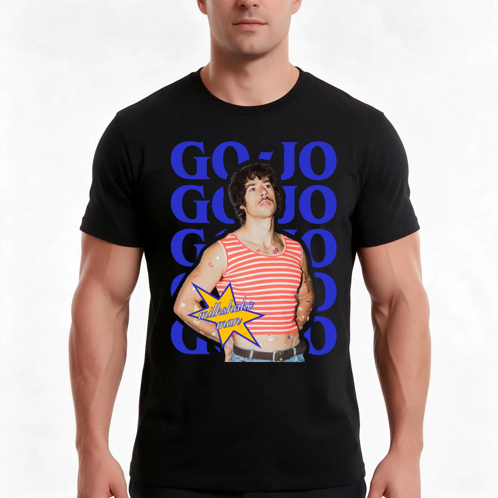 Go-Jo Milkshake Man Eurovision 2025 Australia Merch T-Shirt, Summer Casual Cotton Tee, Oversized Streetwear Tops, 100% Cotton