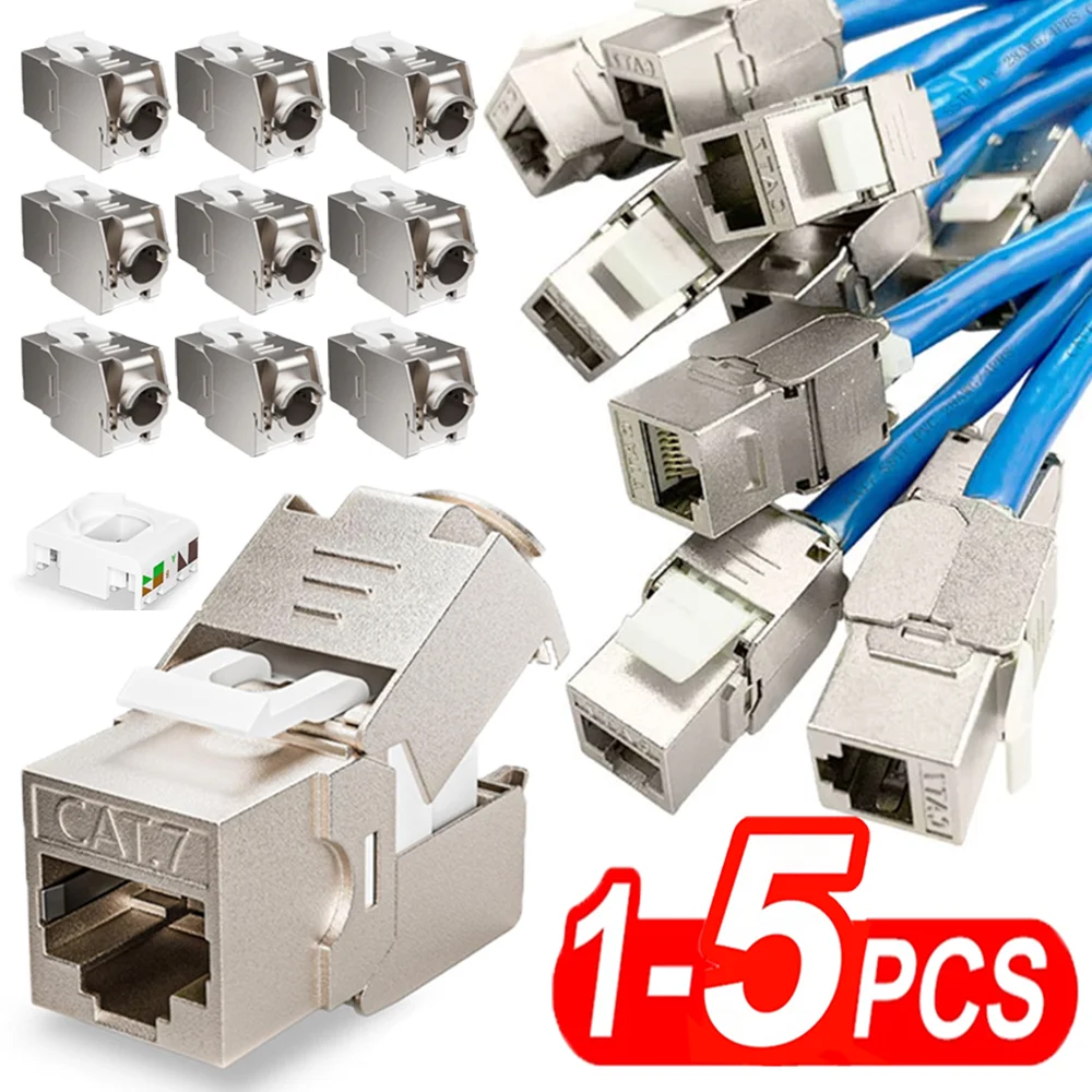 5-1pcs Shielded Network Information Module 10Gbps Data Transfer Cat6A/Cat6/Cat7 Tool-free Internet Jack Ethernet Cable Connecter