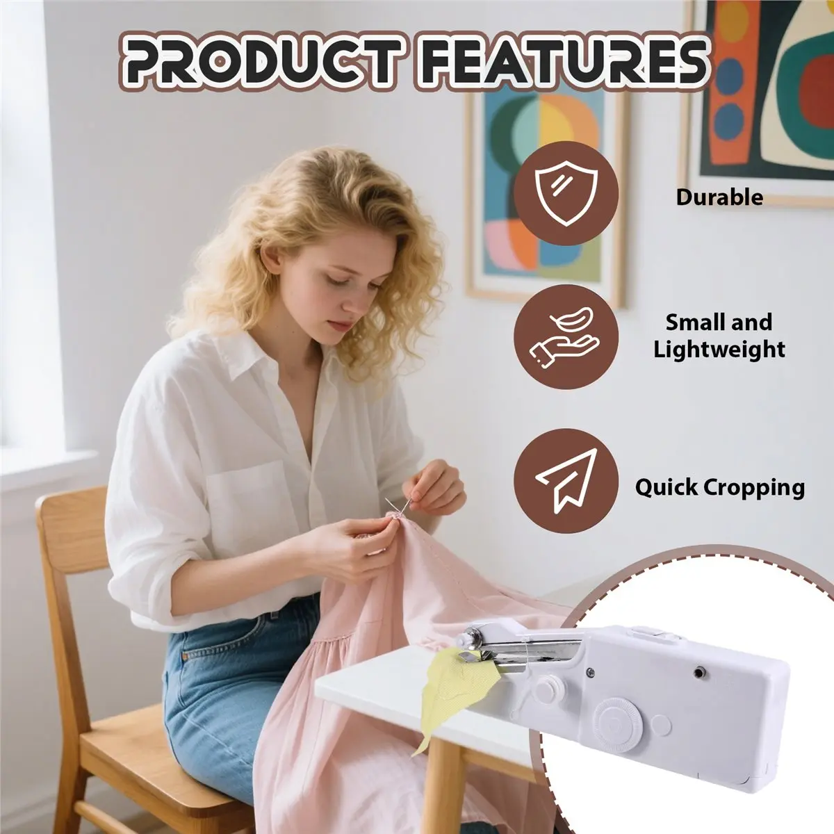 Portable Manual Mini Micro-Home USB Electric Sewing Machine Kit Easy-to-Sew Shirt Pocket Handheld Sewing Machine
