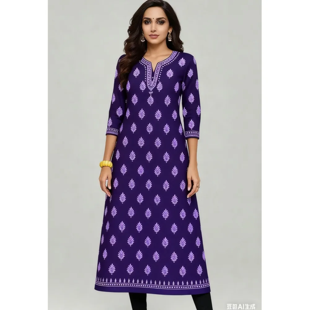 National style Women Kurt Casual Dress Long Sleeve Straight Casual Ethnic Flower Mandarin 3D Design Suitable Ladies Abaya Muslim