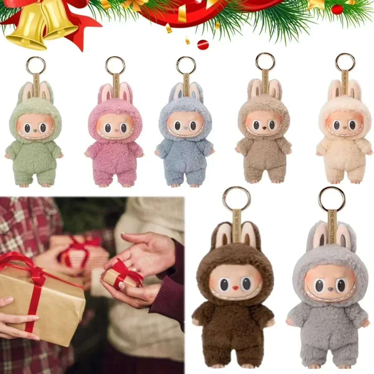 New Cute Labubu The Monsters Dolls Cardiac Macarone Kawai Guess Bag Figure Model Bag Keychain Decor 1:1 Replica for Xmas Gift