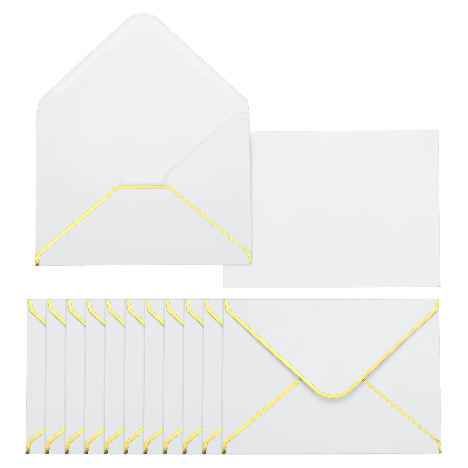 50/100Pcs A6 Envelopes 4x6 Card V Flap Envelope Round Edge Valentine Envelopes with Gold Border for Office Wedding Invitations