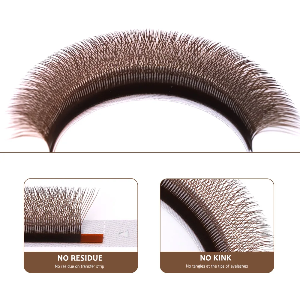 AGUUD Brown 4D W Shaped Eyelash Extensions Automatic Flowering Hand-Woven 3D Fairy Lashes Premium Premade Fans 3DW Clover Lashes