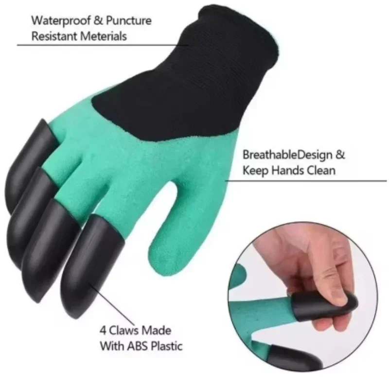 1Pair Protective Gloves for Digging and Stabbing Gardening Gloves with Claws Suitable for Gardening Vegetable Planting Flowering