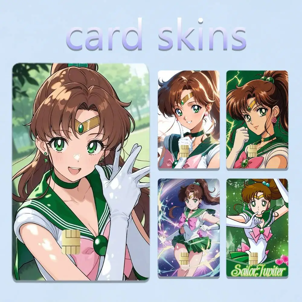 S-Sailor Moon Kino Makoto 4pcs 1Set Card Stickers Small Waterproof Chip 4PCS Card Sticker Anti-Scratch