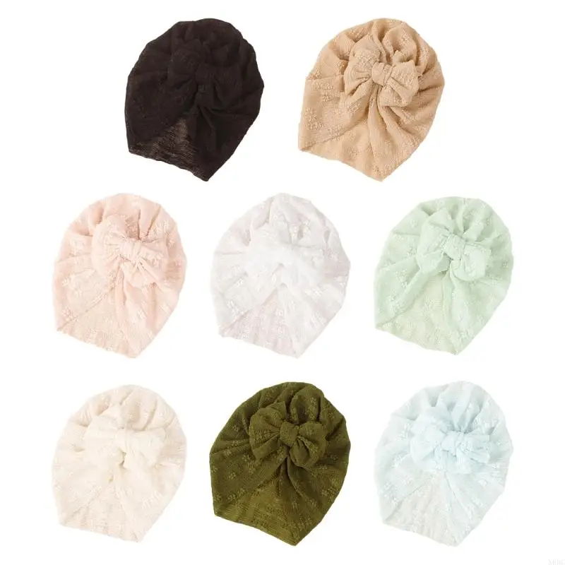 N80C Baby Hat Summer Mesh Hat Soft Stretchy Bonnet Turban-Knot Hat Infants Headdress