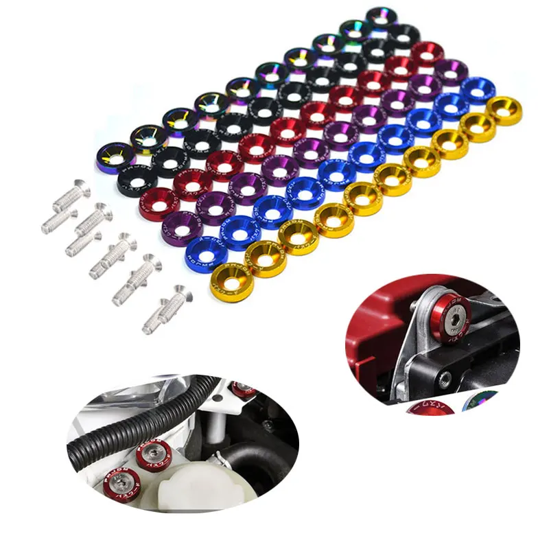 10pcs M6 JDM Car Modified Hex Fasteners Fender Washer Bumper Engine Concave Screws Car-styling