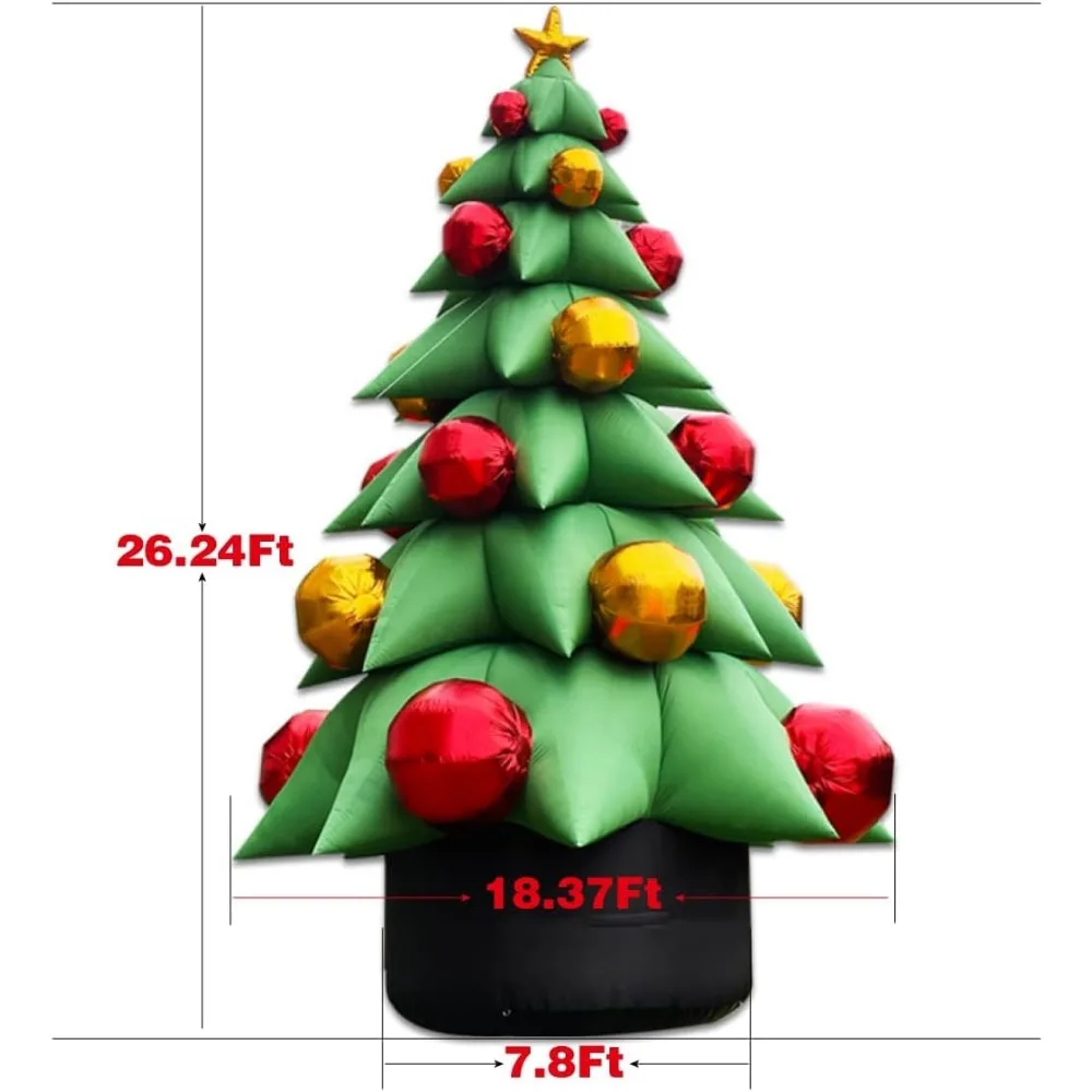 26Ft Tall Inflatable Green Christmas Tree with Multicolor Gift Boxes and Star - Outdoor Indoor Holiday Party Yard Decoration