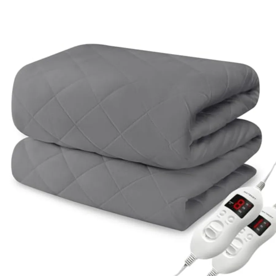 

Heated Mattress Pad Size Electric Mattress Pad Cover w/Dual Control 8 Heating Settings Bed Warmer w/ 4 Auto Shut Off Settings U