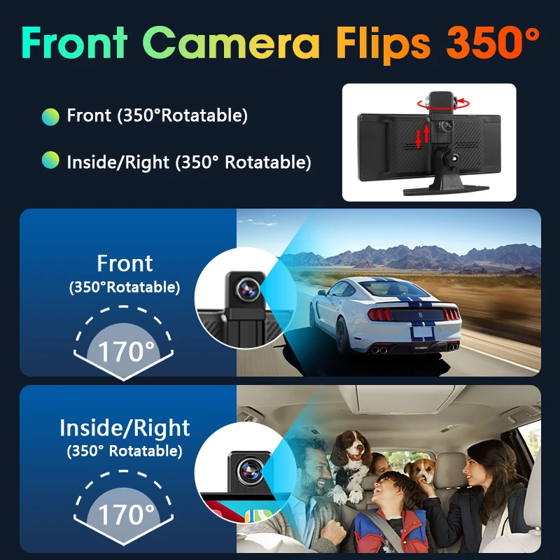 4K Dashcam 11.3 Inches Car DVR Apple Carplay Android Auto Dash Cam Auto's Camera Front And Rear Dual Lens Black Box Accessoires