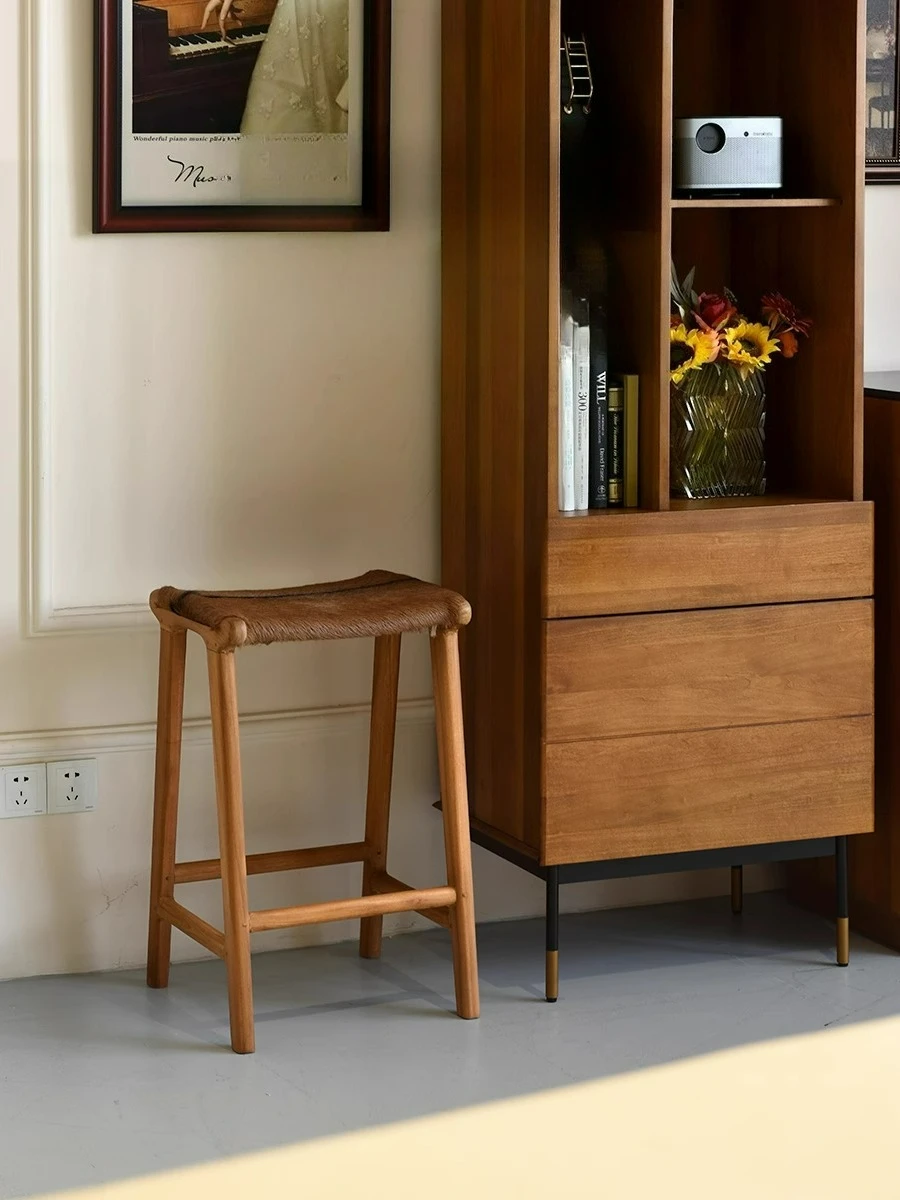 بار البراز الإقامة المنزلية الخشب الصلب الصوف والجلود بار كرسي مرتفع المنزلية جزيرة الجدول الطعام البراز #5