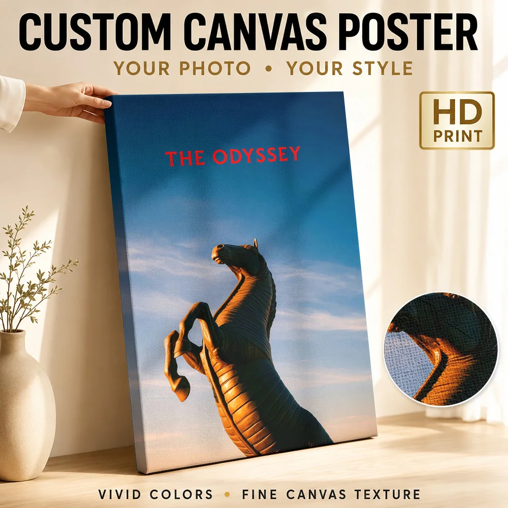 The Odyssey Kelpie Statue Framed Canvas Poster Personalized Photo Painterly Wall Art For Film Screening Room, Movie Buff Gift