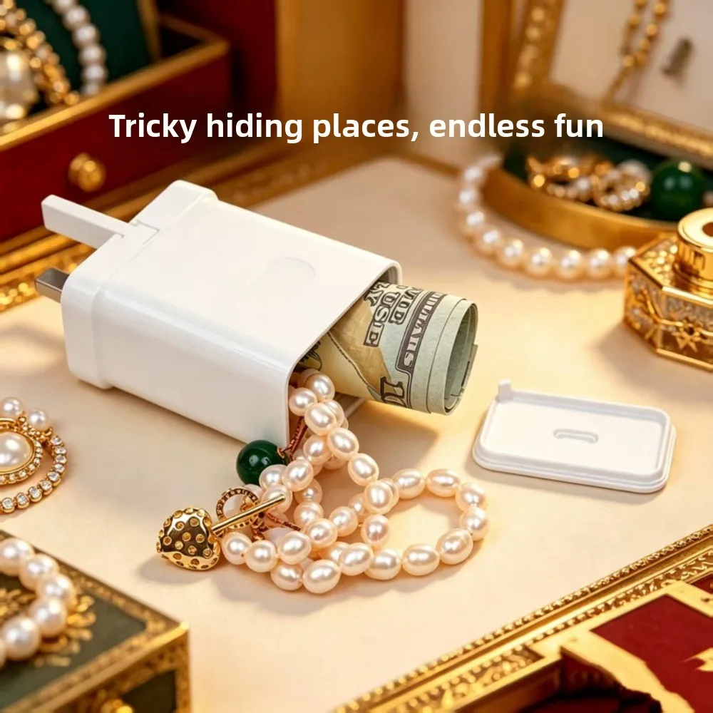 Creative Prank UK Charger Shell Storage Box, Hidden Cash Diversion Safe, Discreet Stash Box for Home Travel
