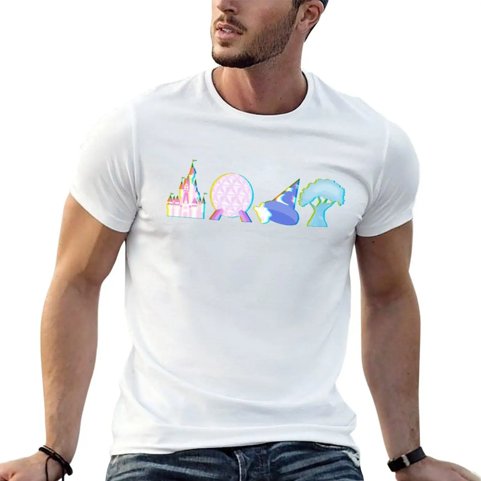 

Glitched Four Park Icons T-Shirt man t shirt heavy cotton t shirt for man T-Shirt