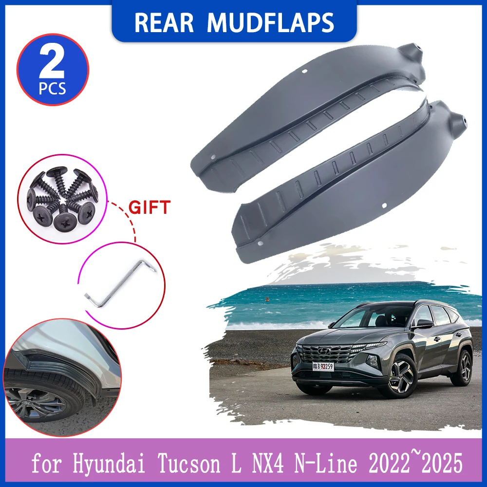 

2 шт. брызговики для Hyundai Tucson L NX4 N-Line 2022 ~ 2026, автомобильные внутренние брызговики, брызговик, расклешенная крышка заднего крыла, аксессуары