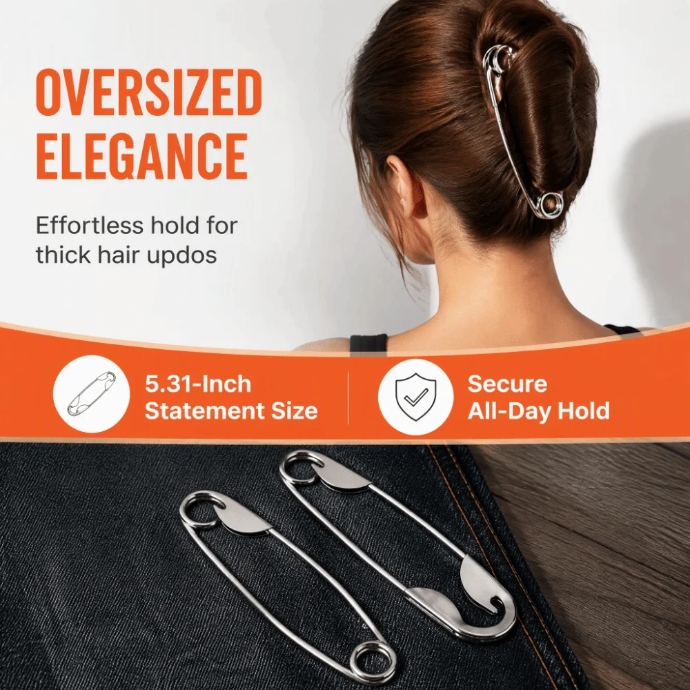 5pcs Funny Heavy Duty Giant Safety Pins Fashion Giant Oversized Hair Clips Jumbo Safety Pins For Blanket