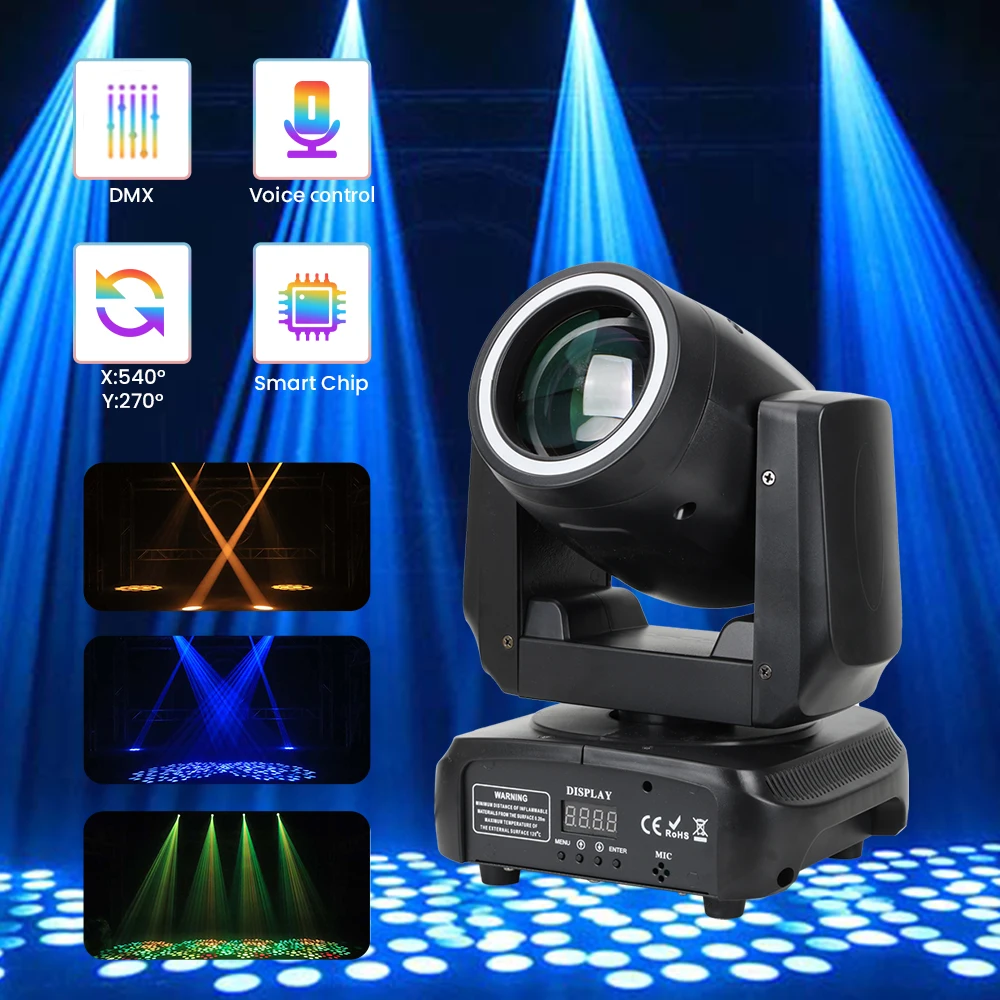 

KEMAX 150 Вт Мини-луч с подвижной головкой DMX512 DJ Disco Party Light RGBW Gobo 18Prism NightClub Мобильный сценический светильник для бара