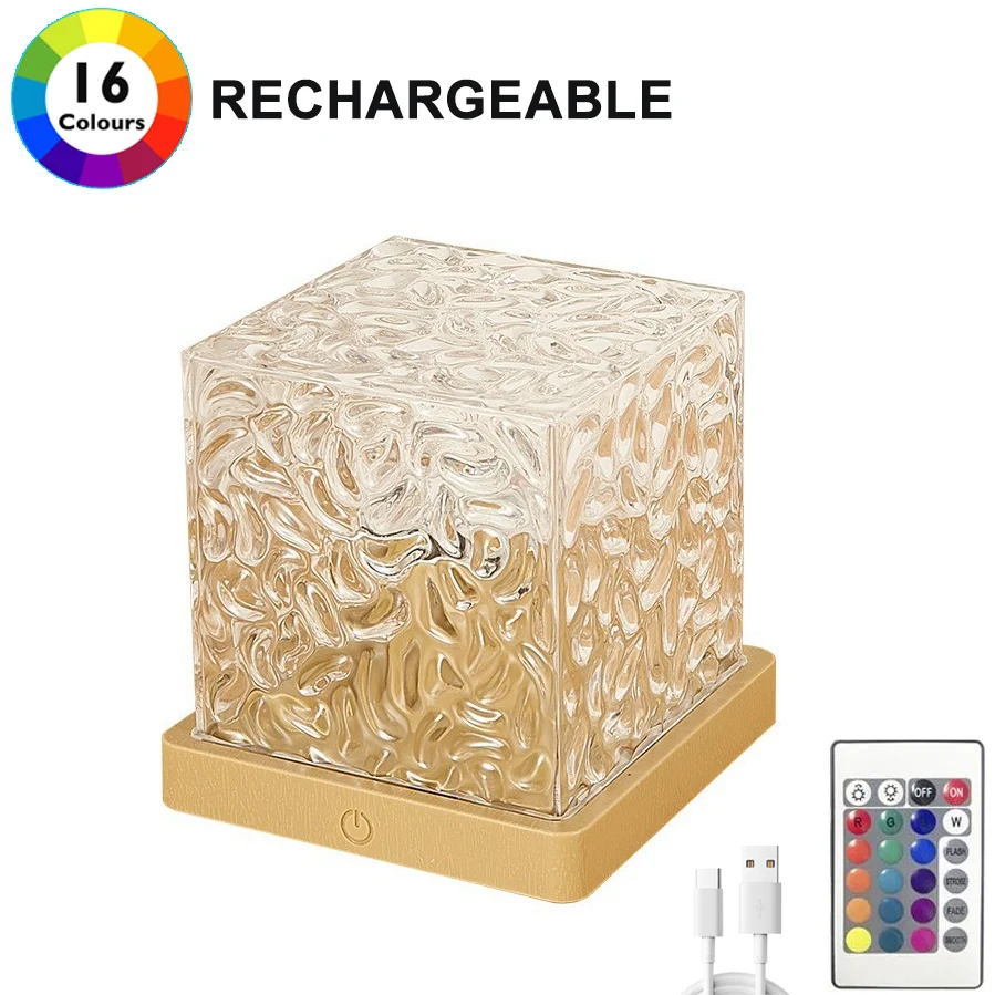 Nieuwe RGB 16-kleuren nachtlampje Afstandsbediening Ocean Wave-projectielamp Aurora-projectorverlichting Home Decor Oplaadbaar tafelnachtlampje