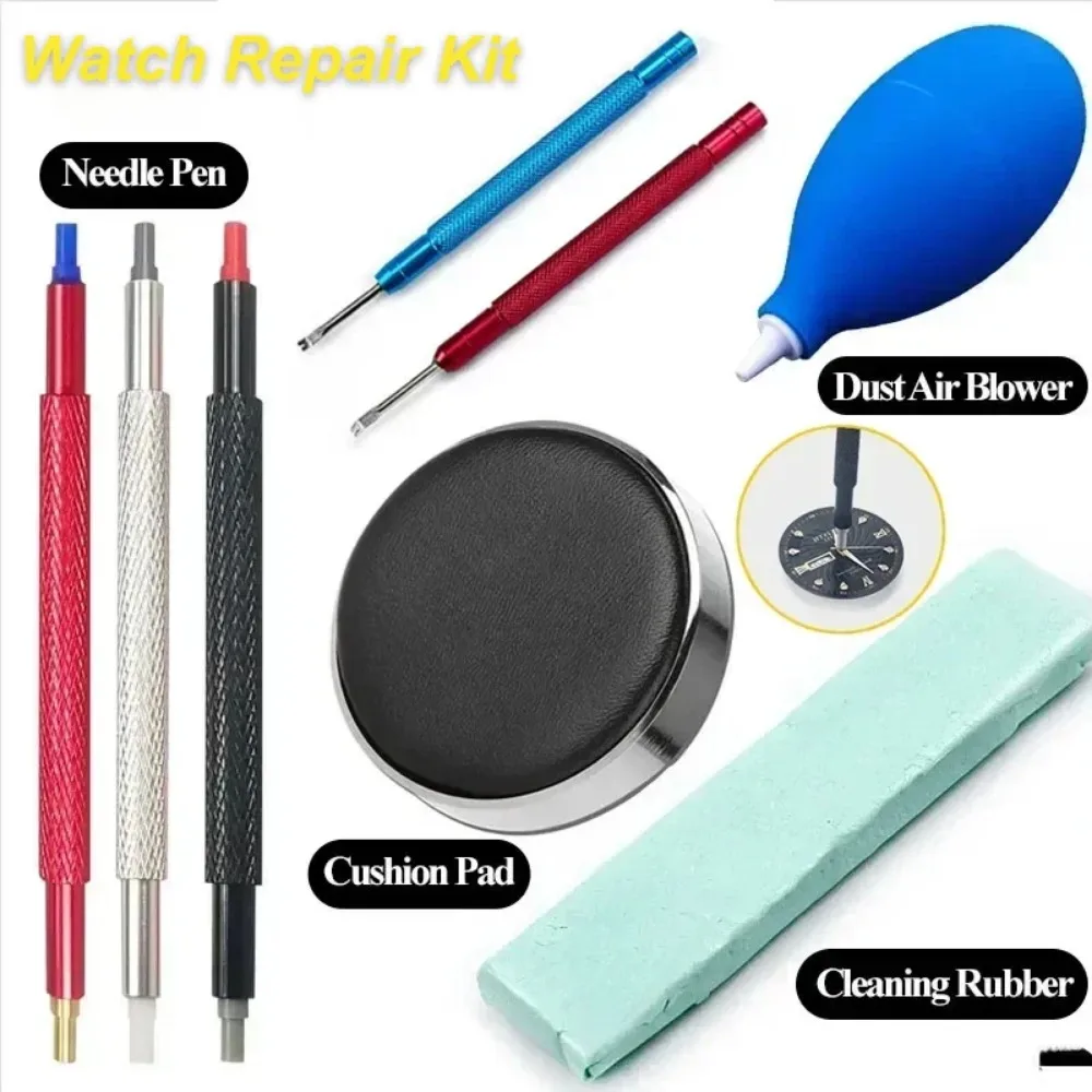 Watch Repair Kits Accessories Rubber Dust Air Blower Protector Pads Needle Pen Cleaning Brush Suit Watches Repair Tools Care Kit