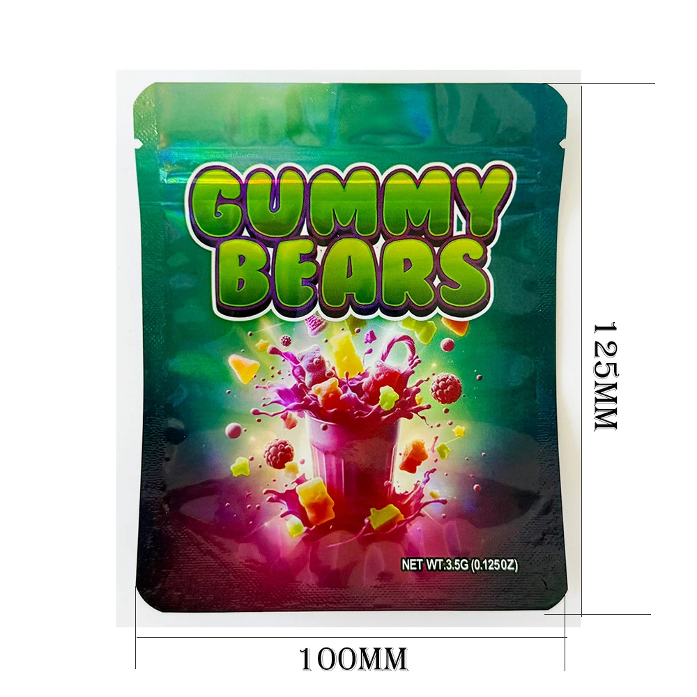 Cake Designs Holographic Mylar Bags 3.5g Smell Proof Pouch Soft Empty Zip Lock 3.5 Snack Candy Package Storage Packaging Case