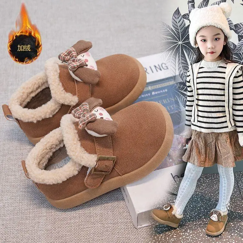 

Sanrio Cinnamoroll Girls' Cotton Shoes with Plush Insulation Winter 2025 New Anti Slip Children's Boken Retro Princess Trend