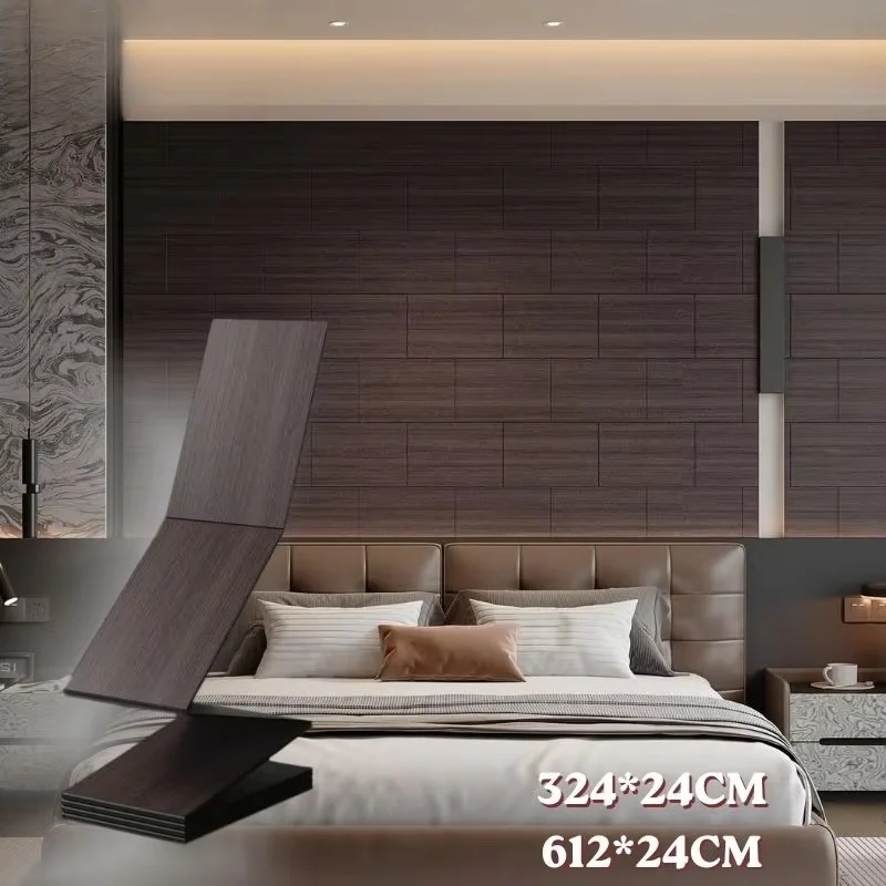 Wood Slat Wall Stickers Acoustical Wall Panels Artificial Wood Grain PVC Self Adhesive Foam Wallpaper with Aluminum Foil Bottom