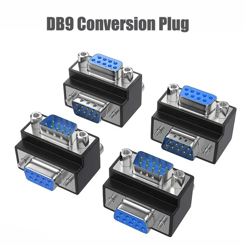 1pc Elbow DB9 Conversion Plug Adapter 90 Degree Male to Female L-type Plugs 9 Pin Serial Port VGA RS232 Soldering Connector PVC