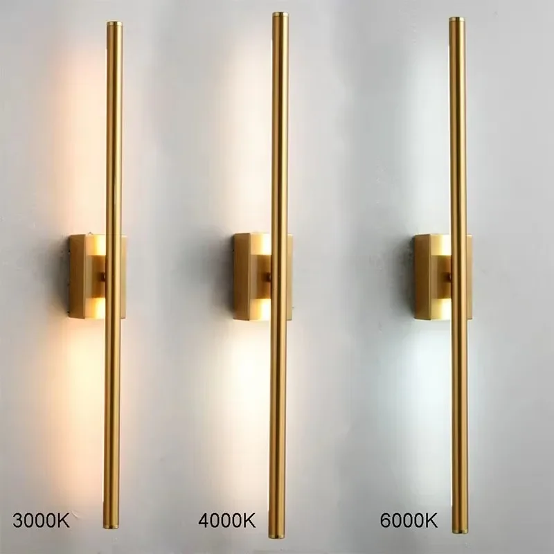 Nordic Light Luxury Metal Wall Lamp Simple Creative Design Long Reading Light Living Room Background Home Decor Bedroom Bedside