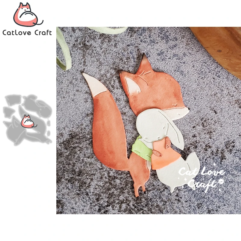 Catlove Fox Bunny Hug Animal Metal Cutting Dies Scrapbooking Stencil Die Cuts Card Making DIY Craft Embossing New Dies For 2023